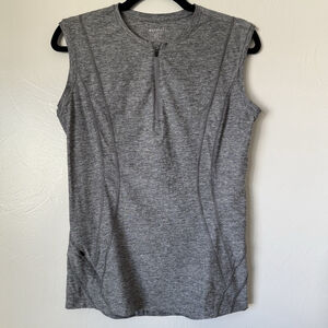 Athleta Pacifica Illume UPF Fitted 1/4 Zip Tank Top Heathered Grey Size Small